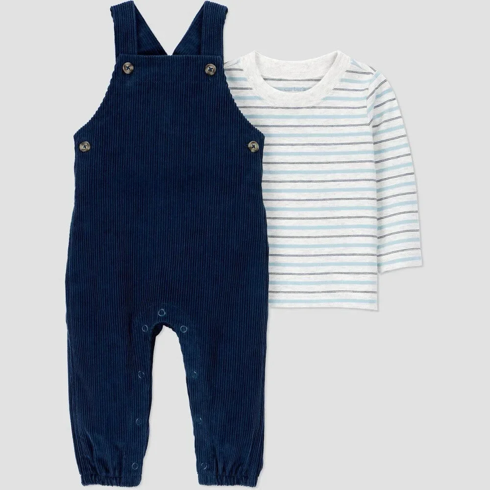 Carter's Baby Boys' 2pc Striped Overalls Set - Size Newborn